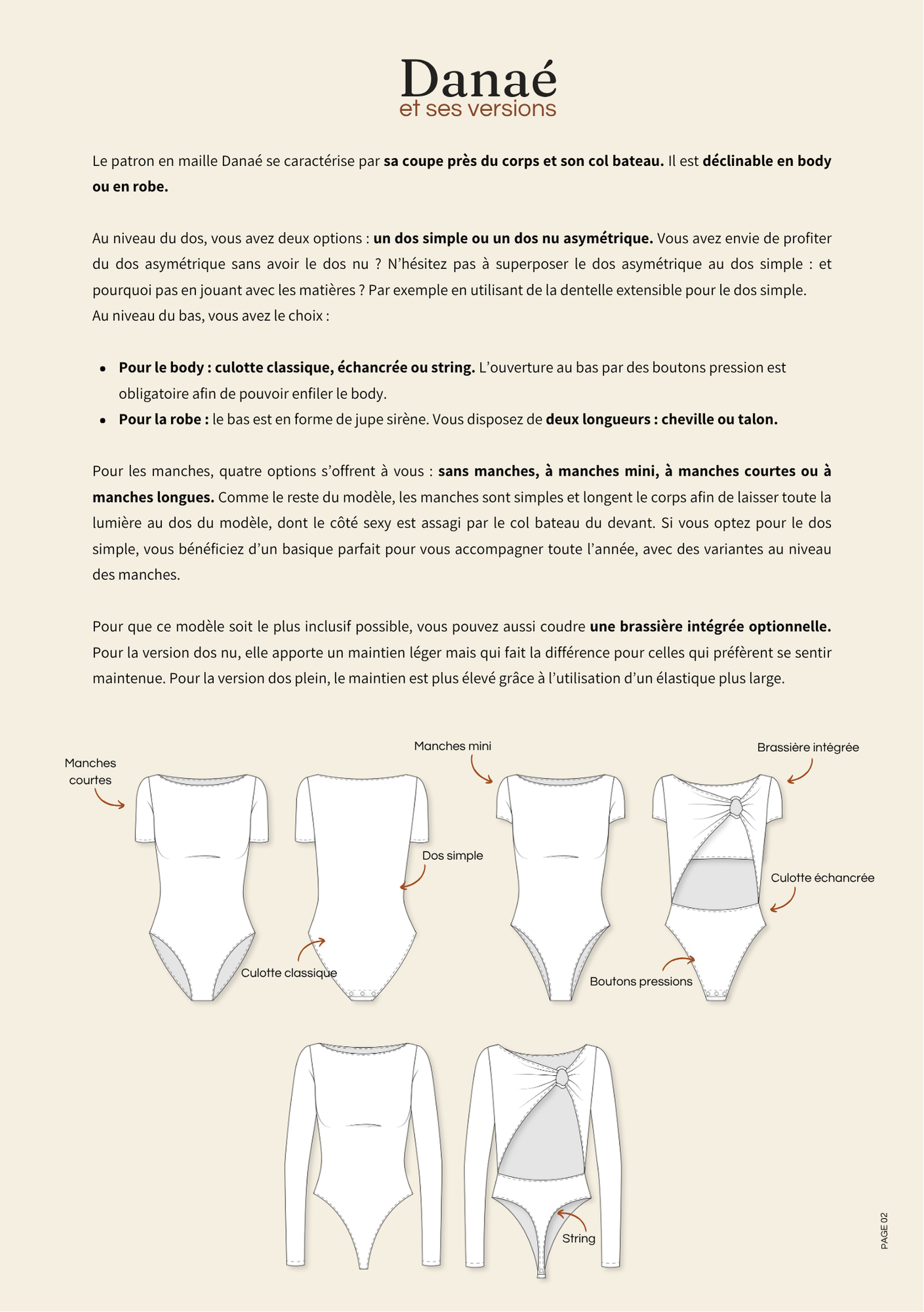 Patron de couture : le body /robe Danaé