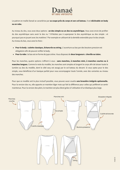 Patron de couture : le body /robe Danaé