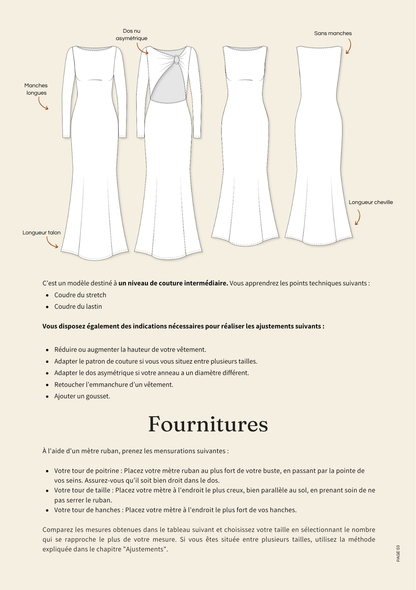 Patron de couture : le body /robe Danaé