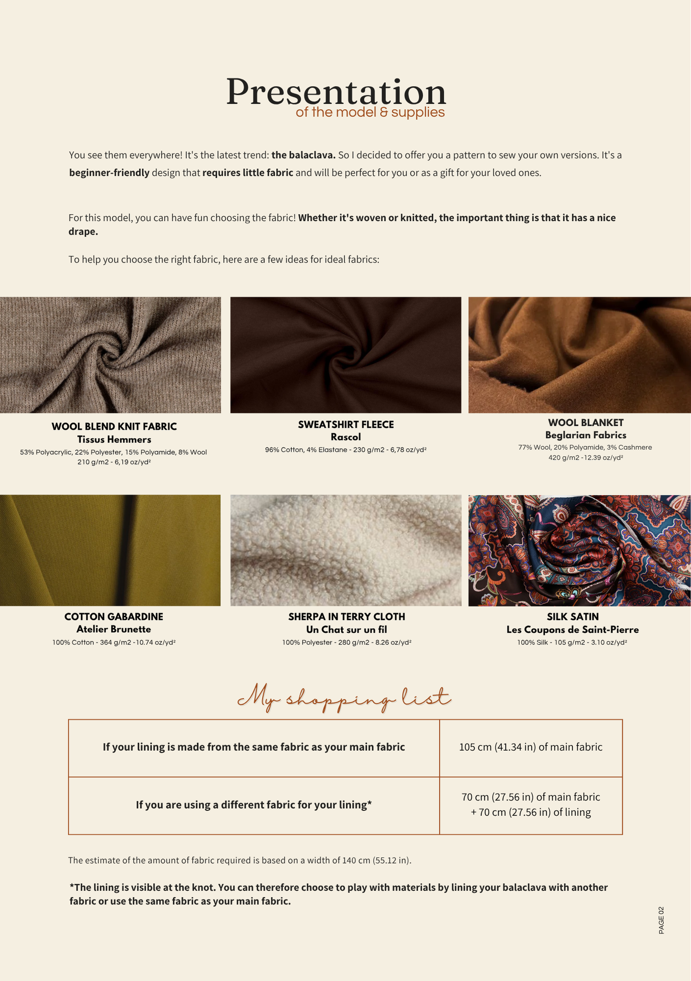 Sewing pattern: the Balaclava