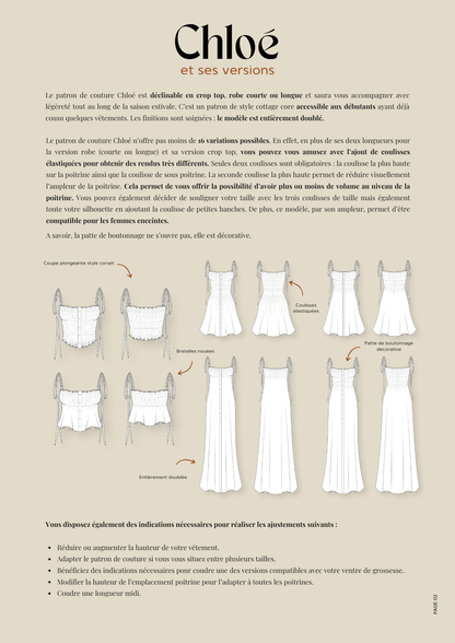 Patron PDF - Chloé - Evelyne PatternsCrop top - RobeEvelyne Patterns