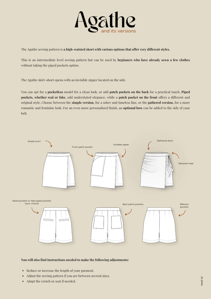 PDF Pattern - Agathe - Evelyne PatternsJupe - shortEvelyne Patterns