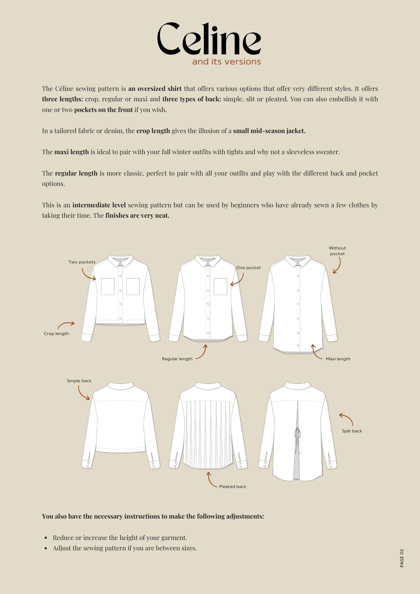 PDF Pattern - Céline - Evelyne PatternsChemiseEvelyne Patterns