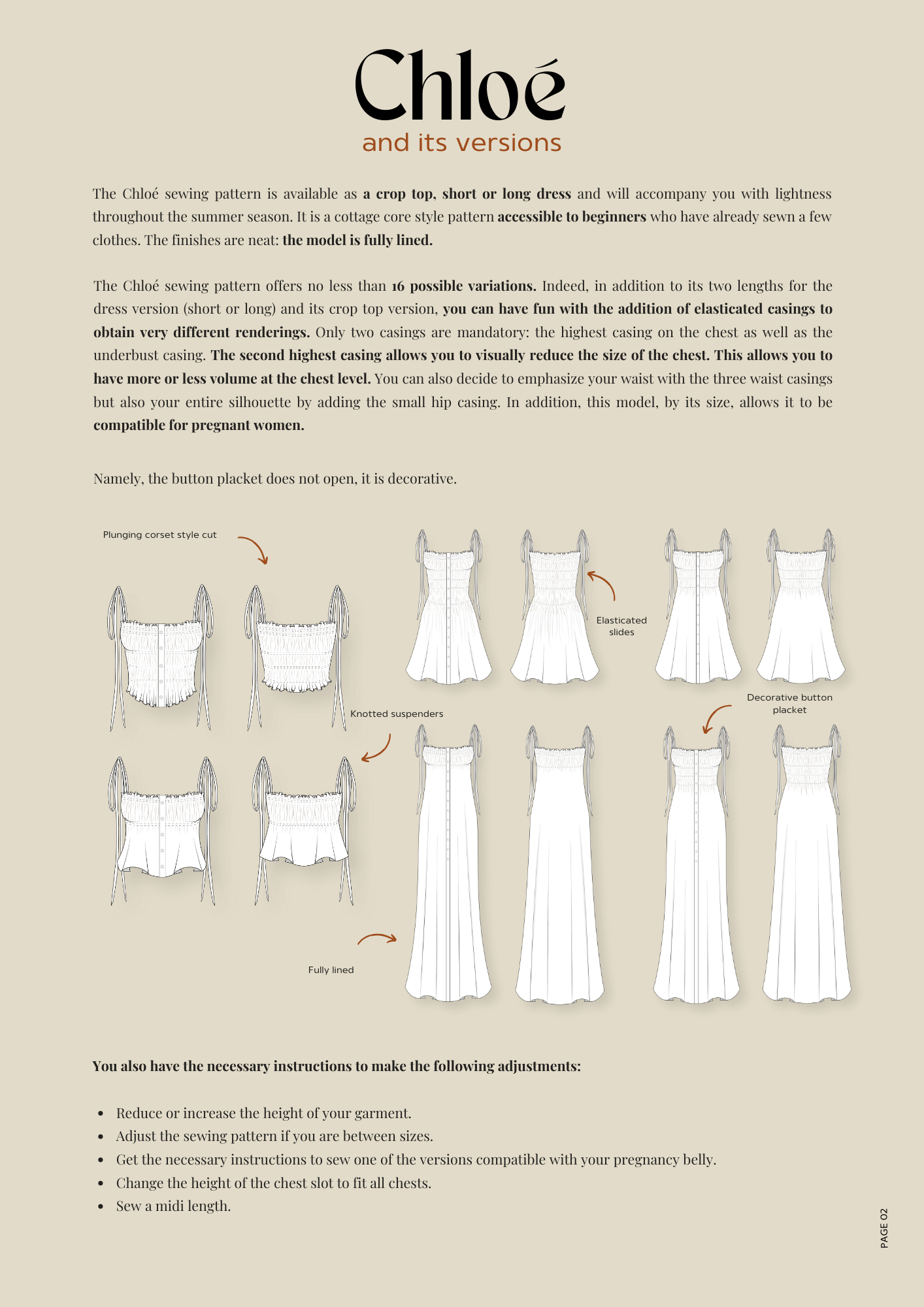 PDF Pattern - Chloé - Evelyne PatternsCrop top - RobeEvelyne Patterns