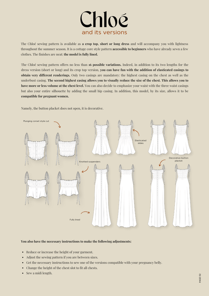 PDF Pattern - Chloé - Evelyne PatternsCrop top - RobeEvelyne Patterns