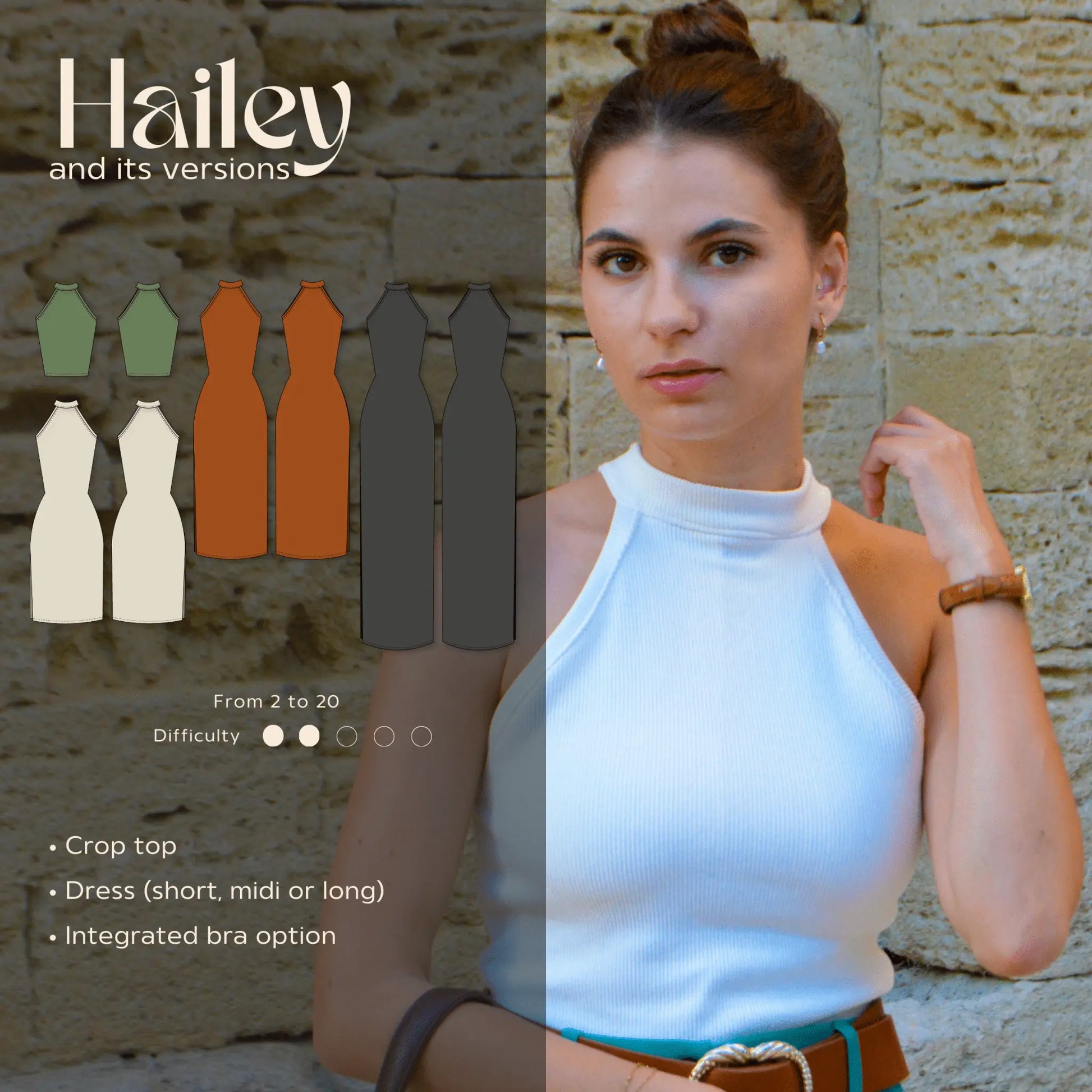 PDF Pattern - Hailey - Evelyne PatternsCrop top - RobeEvelyne Patterns