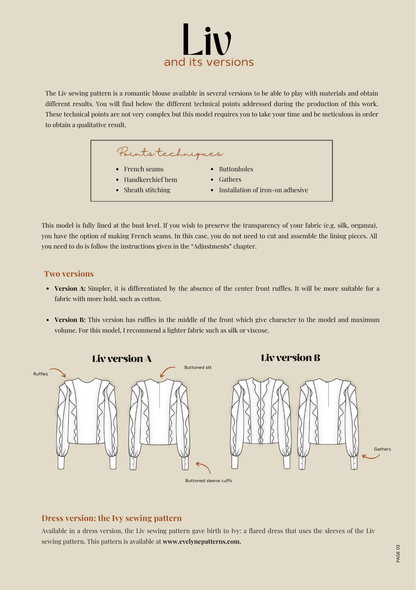 PDF Pattern - Liv - Evelyne PatternsBlouseEvelyne Patterns